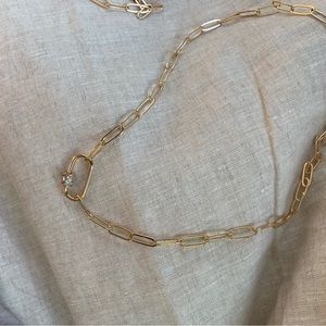 Cz paper clip necklace